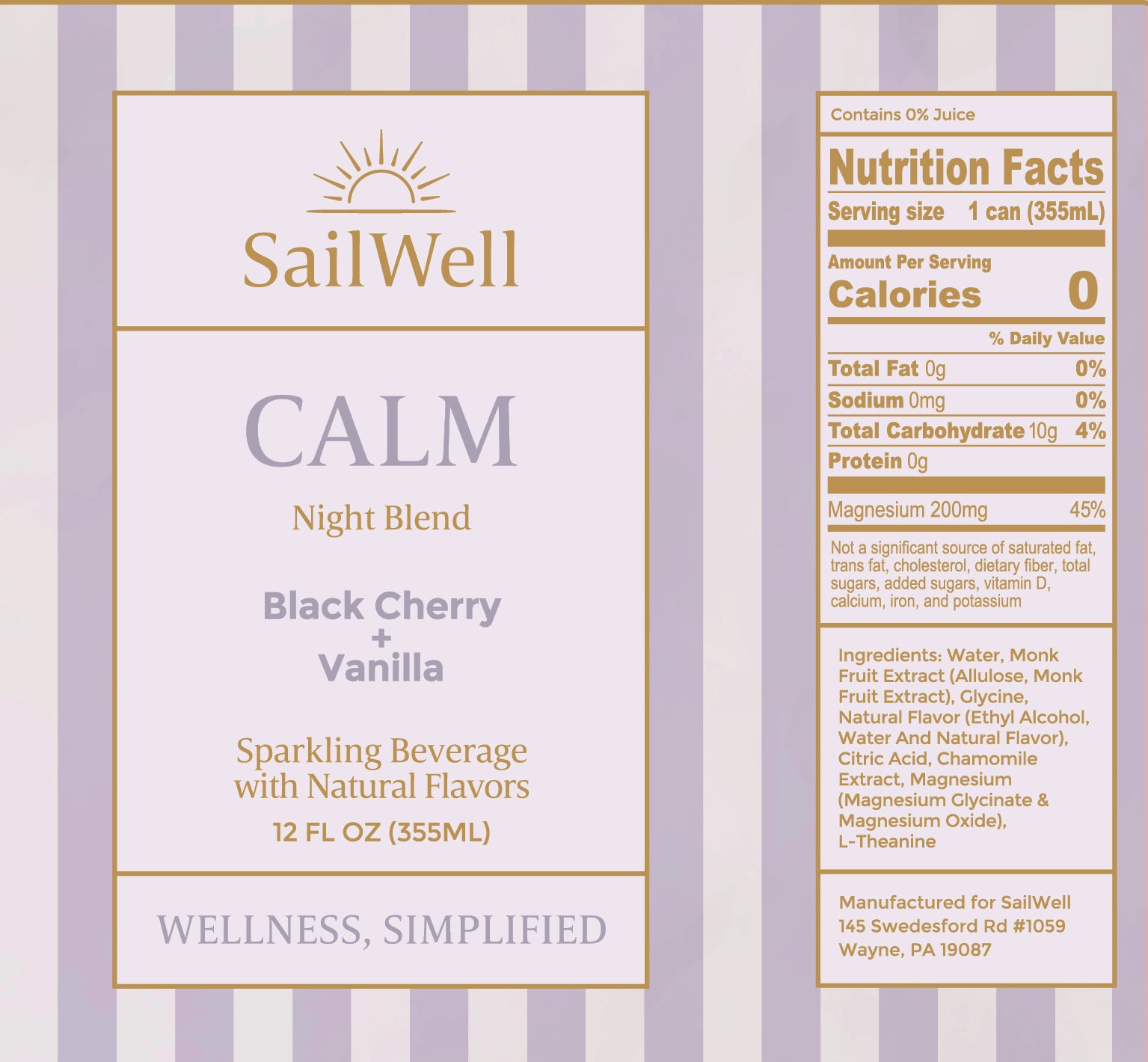 sailwell-Calm_Nutritional_facts and ingredients